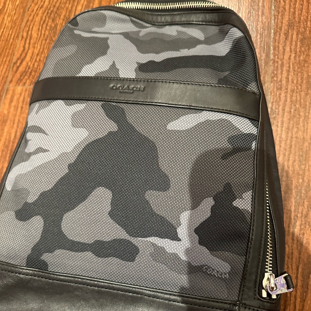 Coach Leather & Canvas Dark Camo Backpack - Picture 3 of 7